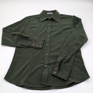 Vintage Lavana USA Western‎ Shirt Men's Large Olive Green Pearl Snap Long Sleeve